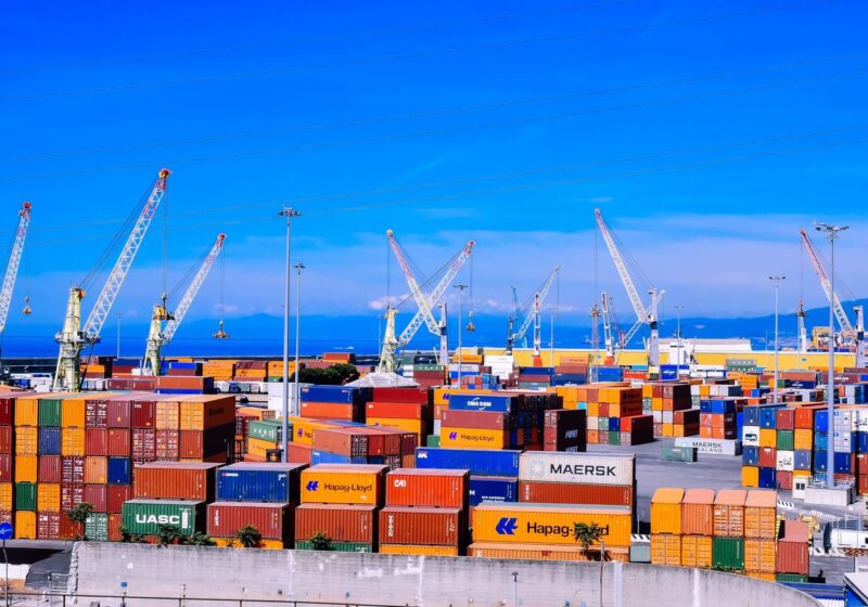 Container terminal at a shipping port